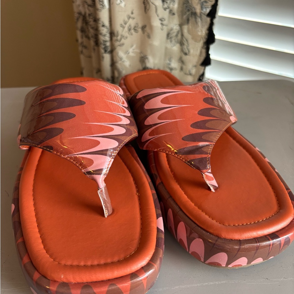 ASOS Orange and Pink Patterned Sandals